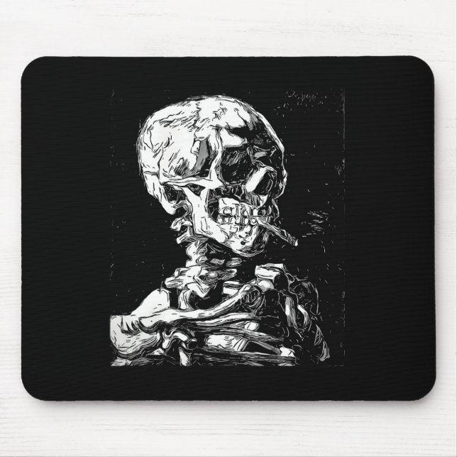 Vincent Van Gogh Skull With Cigarette Skeleton Hal Mouse Pad (Front)