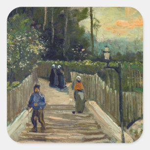 Vincent van Gogh - Sloping Path in Montmartre Square Sticker