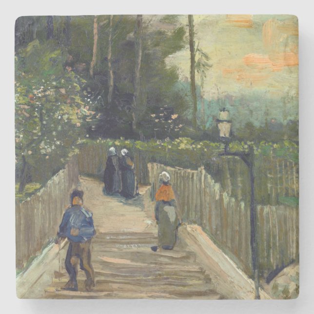 Vincent van Gogh - Sloping Path in Montmartre Stone Coaster (Front)