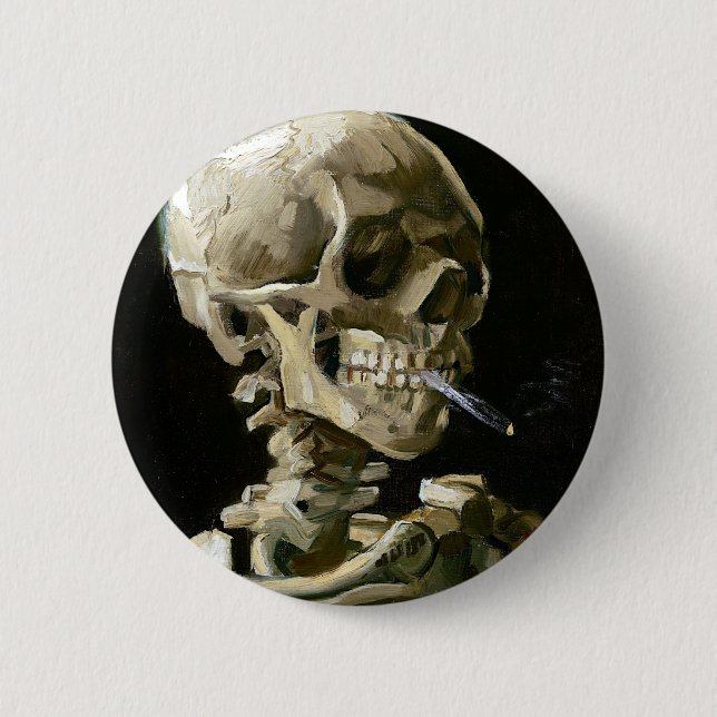 Vincent van Gogh Smoking Skeleton 6 Cm Round Badge (Front)