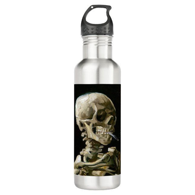 Vincent van Gogh Smoking Skeleton 710 Ml Water Bottle (Front)
