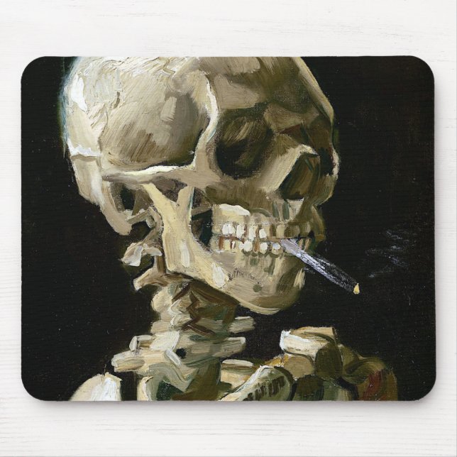 Vincent van Gogh Smoking Skeleton Mouse Pad (Front)