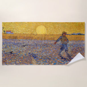 Vincent van Gogh - Sower with Setting Sun Beach Towel