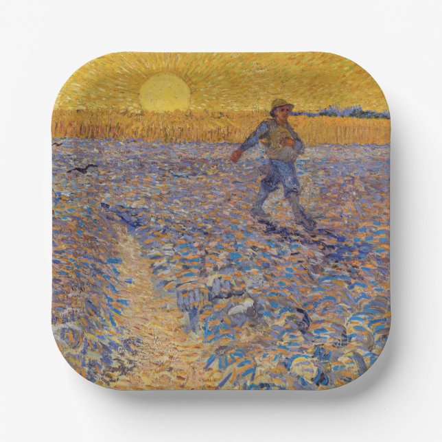 Vincent van Gogh - Sower with Setting Sun Paper Plate (Front)