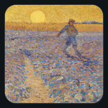 Vincent van Gogh - Sower with Setting Sun Square Sticker<br><div class="desc">The Sower / Sower with Setting Sun - Vincent van Gogh,  Oil on Canvas,  1888,  Arles</div>