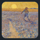 Vincent van Gogh - Sower with Setting Sun Square Sticker<br><div class="desc">The Sower / Sower with Setting Sun - Vincent van Gogh,  Oil on Canvas,  1888,  Arles</div>