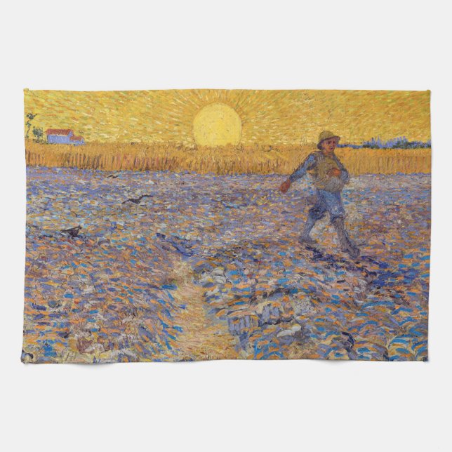 Vincent van Gogh - Sower with Setting Sun Tea Towel (Horizontal)