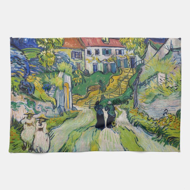 Vincent van Gogh - Stairway at Auvers Tea Towel (Horizontal)