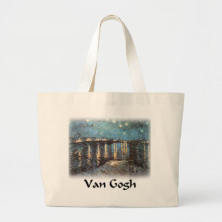 Vincent Van Gogh - Starlight Over the Rhone Large Tote Bag