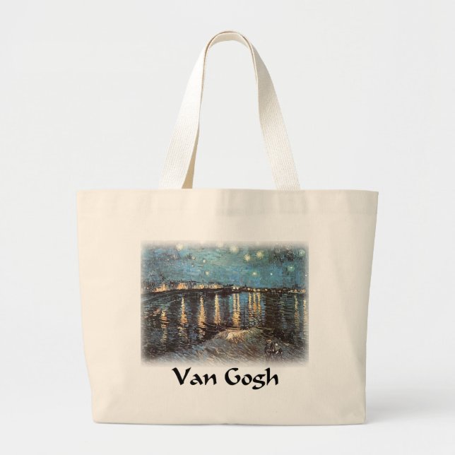 Vincent Van Gogh - Starlight Over the Rhone Large Tote Bag (Front)
