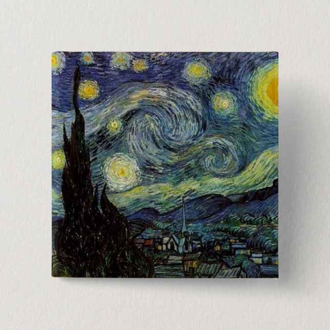 Vincent van Gogh - Starry Night 15 Cm Square Badge (Front)