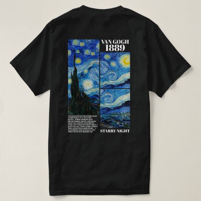 Vincent Van Gogh Starry Night 1889 Art T-Shirt (Design Back)