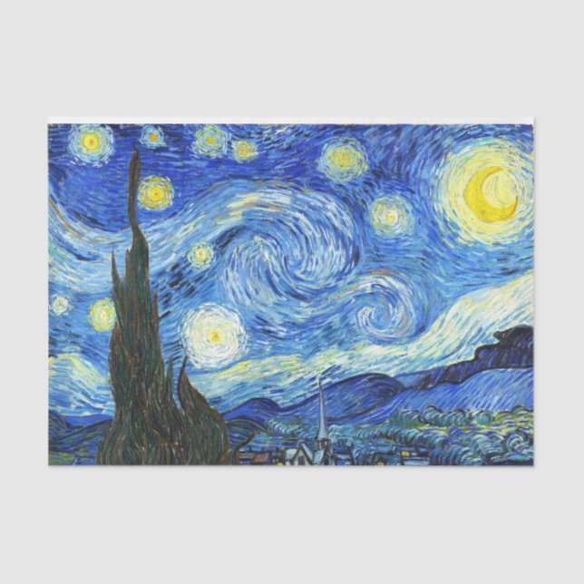 Vincent Van Gogh Starry Night Blue Yellow Tissue Paper (Front)