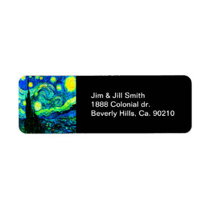 Vincent Van Gogh Starry Night Enhanced Return Address Label