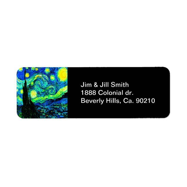 Vincent Van Gogh Starry Night Enhanced Return Address Label (Front)