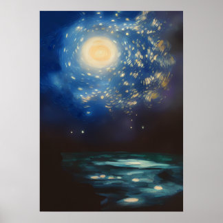 Vincent Van Gogh Starry Night in the Ocean Poster