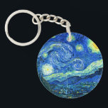 vincent van gogh starry night key ring<br><div class="desc">Van Gogh's famous painting,  "The Starry Night." Painted during his stay at the Saint Remy asylum in the 1880's,  van Gogh depicted the rolling hills and cypress trees he saw from his window.  Digitally enhanced by PixDezines.  Copyright © 2008-2016 PixDezines.com™ and PixDezines™ on zazzle.com. All rights reserved.</div>