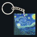 vincent van gogh starry night key ring<br><div class="desc">Van Gogh's famous painting,  "The Starry Night." Painted during his stay at the Saint Remy asylum in the 1880's,  van Gogh depicted the rolling hills and cypress trees he saw from his window.  Digitally enhanced by PixDezines.  Copyright © 2008-2016 PixDezines.com™ and PixDezines™ on zazzle.com. All rights reserved.</div>