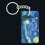 vincent van gogh starry night key ring<br><div class="desc">Van Gogh's famous painting,  "The Starry Night." Painted during his stay at the Saint Remy asylum in the 1880's,  van Gogh depicted the rolling hills and cypress trees he saw from his window.  Digitally enhanced by PixDezines.  Copyright © 2008-2016 PixDezines.com™ and PixDezines™ on zazzle.com. All rights reserved.</div>