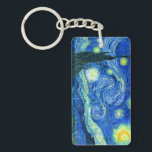 vincent van gogh starry night key ring<br><div class="desc">Van Gogh's famous painting,  "The Starry Night." Painted during his stay at the Saint Remy asylum in the 1880's,  van Gogh depicted the rolling hills and cypress trees he saw from his window.  Digitally enhanced by PixDezines.  Copyright © 2008-2016 PixDezines.com™ and PixDezines™ on zazzle.com. All rights reserved.</div>