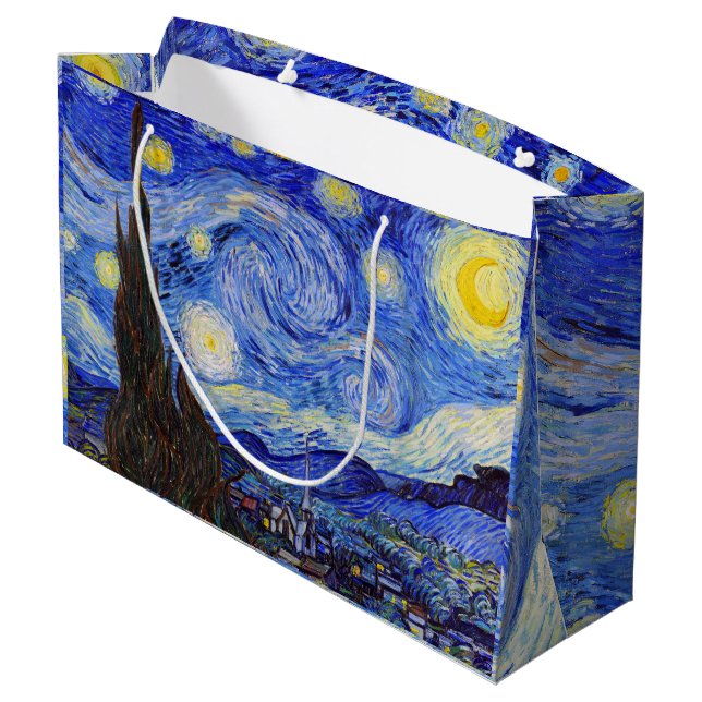 Vincent van Gogh, ” Starry night ” Large Gift Bag (Back Angled)