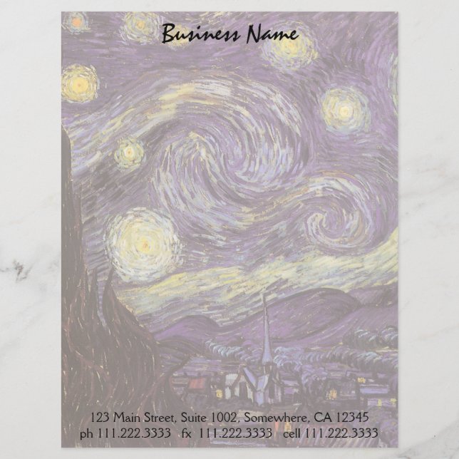 Vincent van Gogh - Starry Night Letterhead Design (Front)