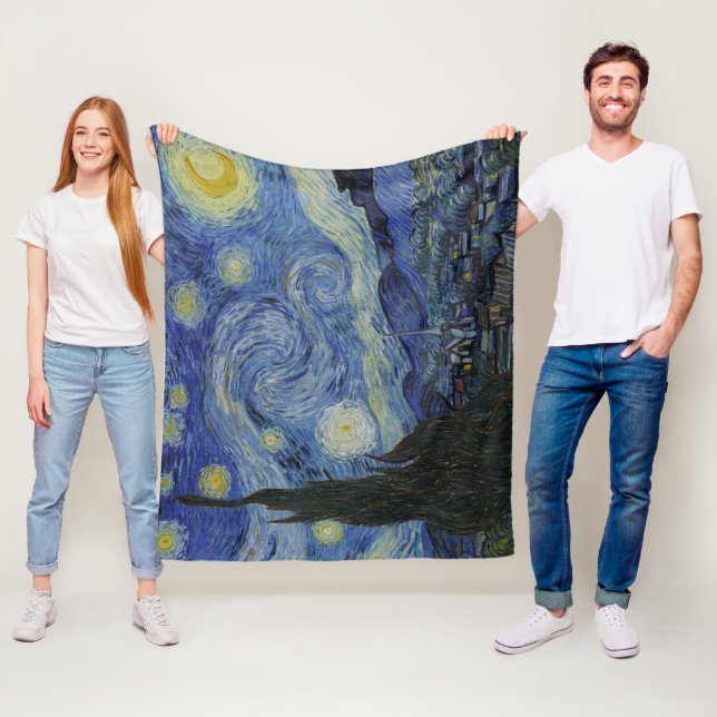 Vincent Van Gogh Starry Night Masterpiece  Fleece Blanket (In Situ)