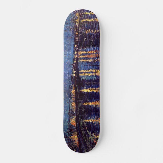 Vincent Van Gogh - Starry Night on Rhone Skateboard (Front)