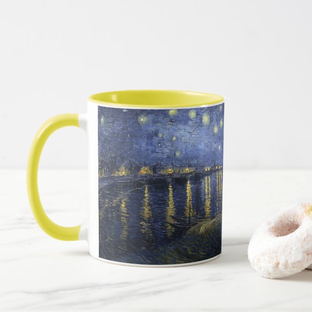 Vincent Van Gogh - Starry night over Rhone Mug (With Donut)