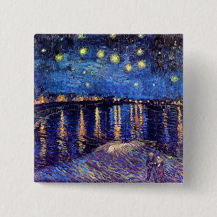 Vincent Van Gogh - Starry Night Over The Rhone 15 Cm Square Badge