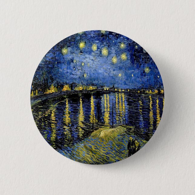 Vincent Van Gogh Starry Night Over The Rhone 1888 6 Cm Round Badge (Front)