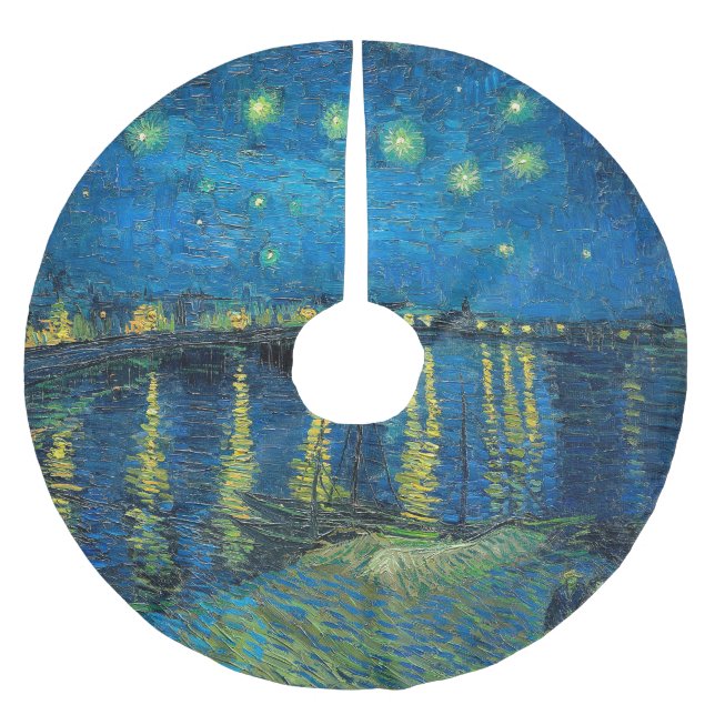 Vincent Van Gogh Starry Night Over the Rhone Brushed Polyester Tree Skirt (Front)