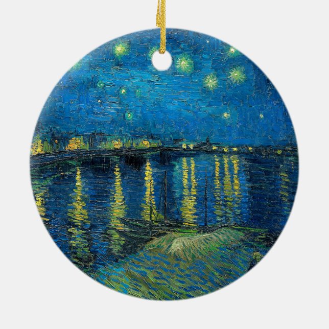 Vincent Van Gogh Starry Night Over the Rhone Ceramic Ornament (Back)