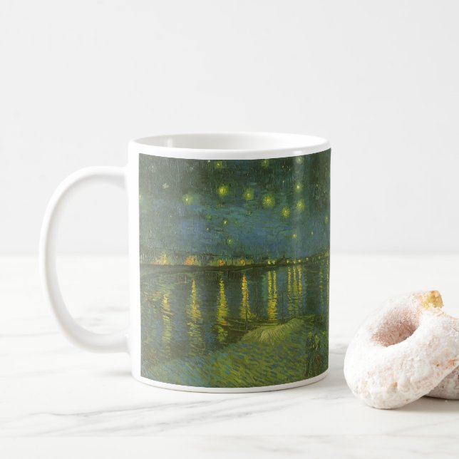 Vincent van Gogh - Starry Night Over the Rhone Coffee Mug (With Donut)