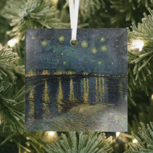 Vincent van Gogh   Starry Night Over the Rhone Glass Tree Decoration