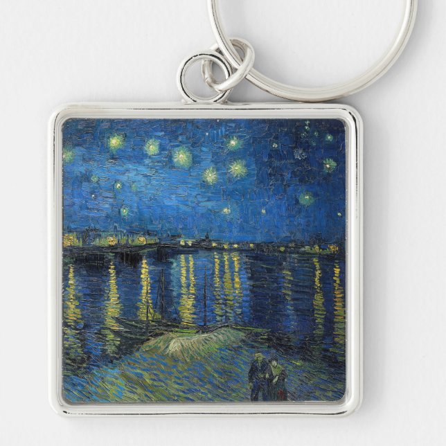 Vincent van Gogh - Starry Night Over the Rhone Key Ring (Front)