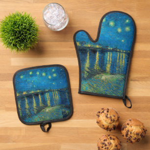Vincent Van Gogh Starry Night Over the Rhone Oven Mitt & Pot Holder Set