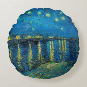 Vincent Van Gogh Starry Night Over the Rhone Round Cushion