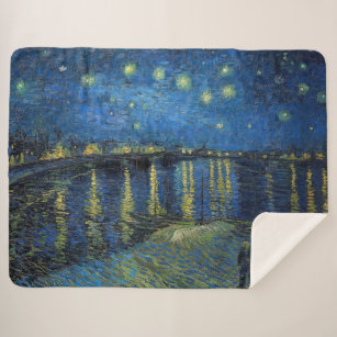 Vincent van Gogh - Starry Night Over the Rhone Sherpa Blanket