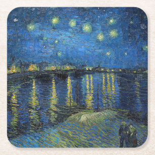 Vincent van Gogh - Starry Night Over the Rhone Square Paper Coaster