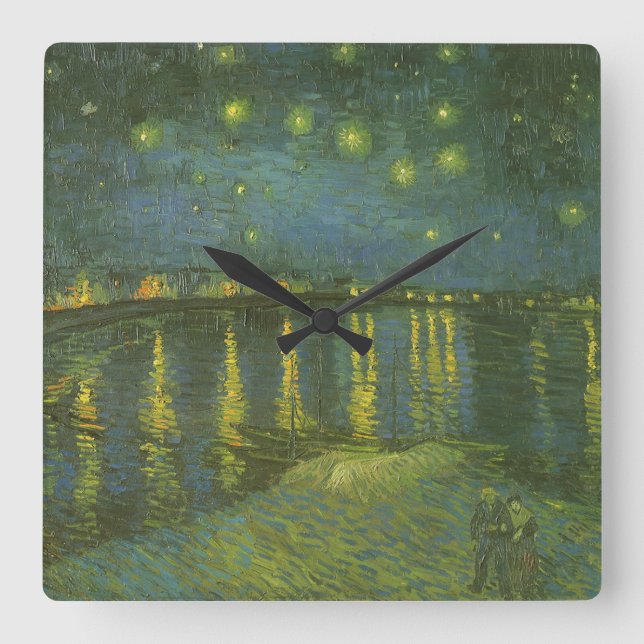 Vincent van Gogh - Starry Night Over the Rhone Square Wall Clock (Front)