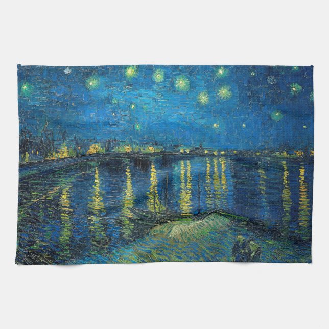 Vincent Van Gogh Starry Night Over the Rhone Tea Towel (Horizontal)