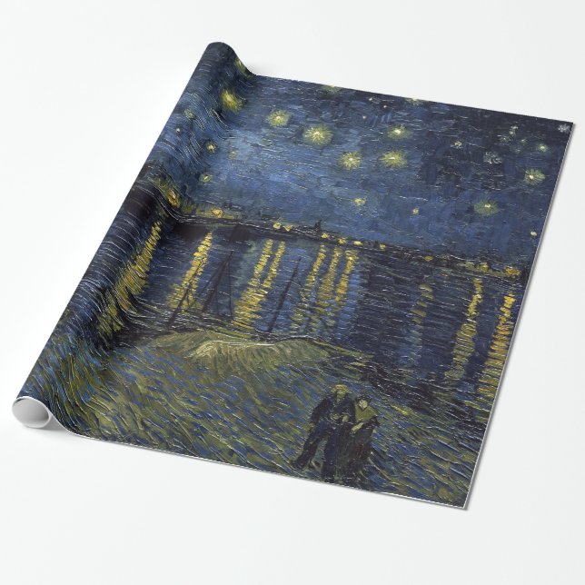 Vincent van Gogh Starry Night over the Rhone Wrapping Paper (Unrolled)