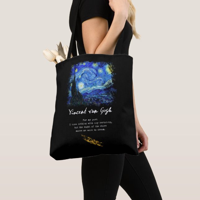 Vincent Van Gogh. Starry Night Painting Poem Art Tote Bag (Close Up)