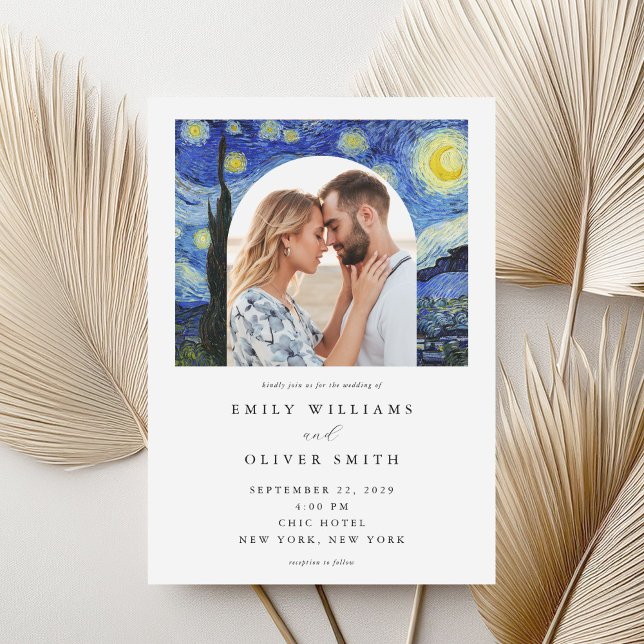Vincent Van Gogh Starry Night Photo Wedding Invitation (Creator Uploaded)