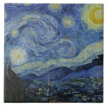 Vincent van Gogh - Starry Night Tile<br><div class="desc">Vincent van Gogh - Starry Night - 1889 - oil painting</div>