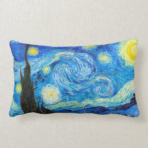 Vincent Van Gogh Starry Night vibrant painting art Lumbar Cushion