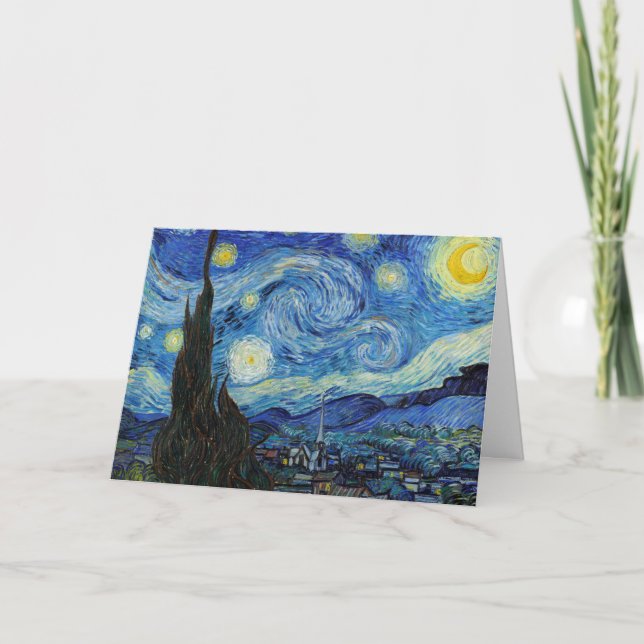 Vincent Van Gogh Starry Night Vintage Art Notecard (Front)