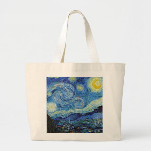 Vincent Van Gogh Starry Night Vintage Fine Art Large Tote Bag