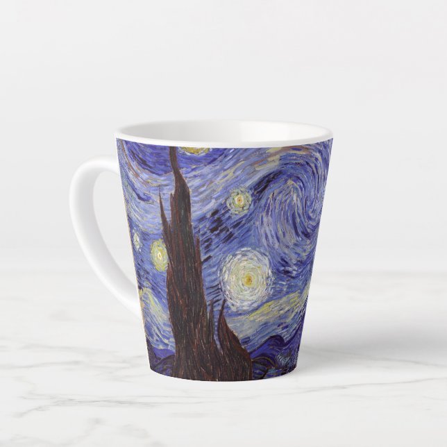 Vincent Van Gogh Starry Night Vintage Fine Art Latte Mug (Left Angle)